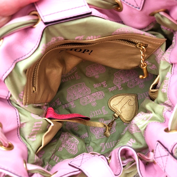 SOLD Juicy Couture Velour Sage Green and Baby Pink Daydreamer Bag - Picture 7 of 13